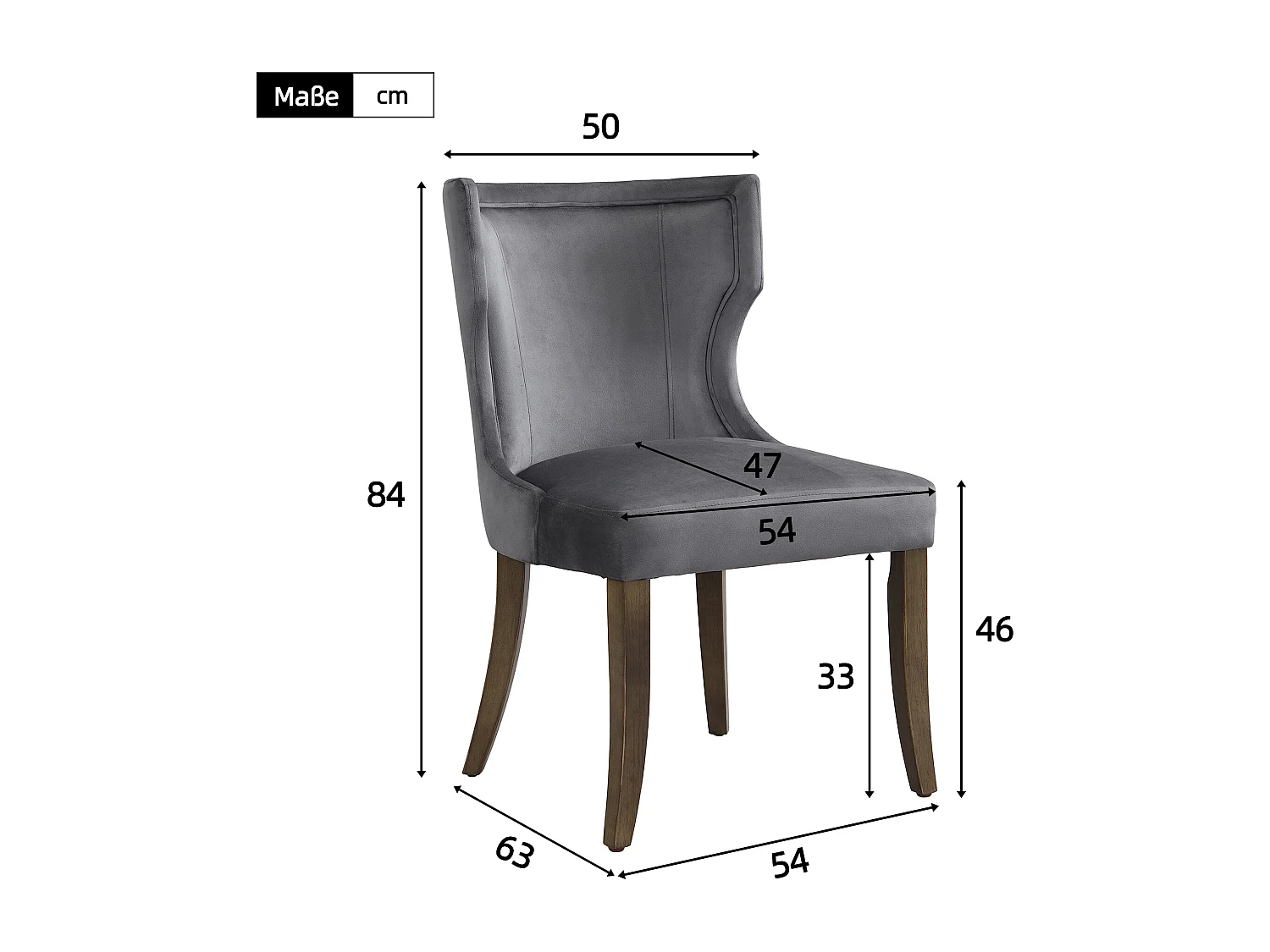 Lot de 2 chaises de salle à manger - Chaises avec pieds réglables en bois massif - velours gris