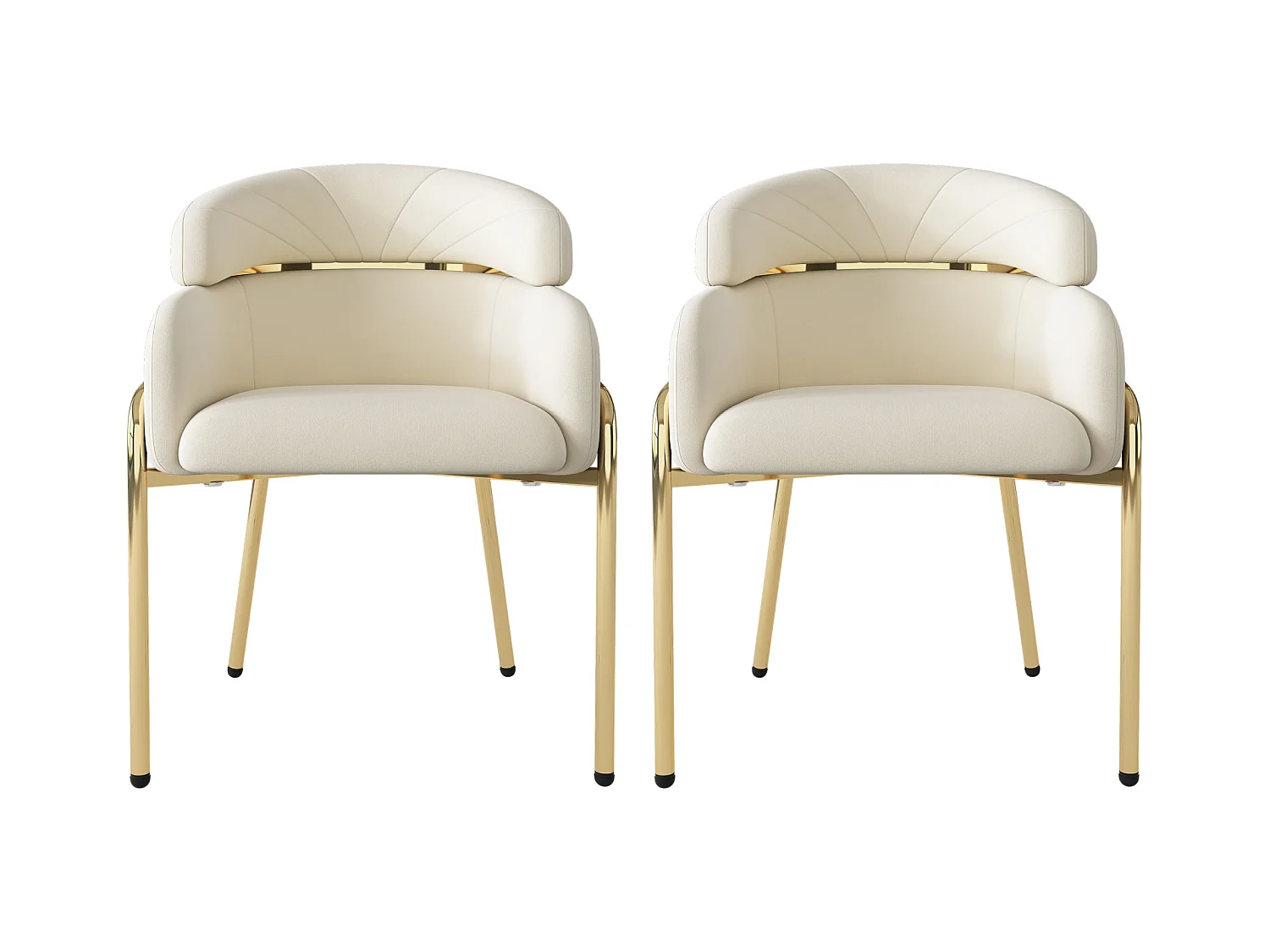 Juego de 2 sillas de comedor - terciopelo beige - silla con respaldo y patas de metal - para dormitorio y salón