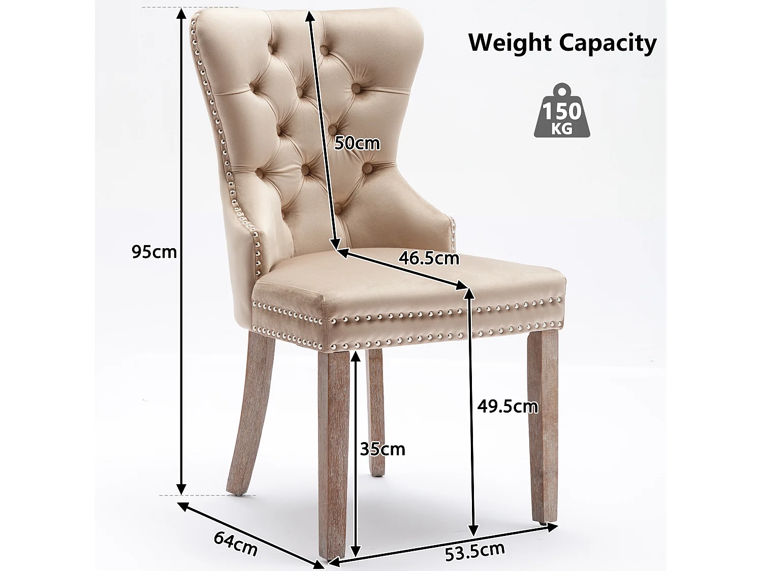 Juego de 4 sillas de comedor - silla tapizada con patas ajustables - terciopelo beige - para dormitorio y salón