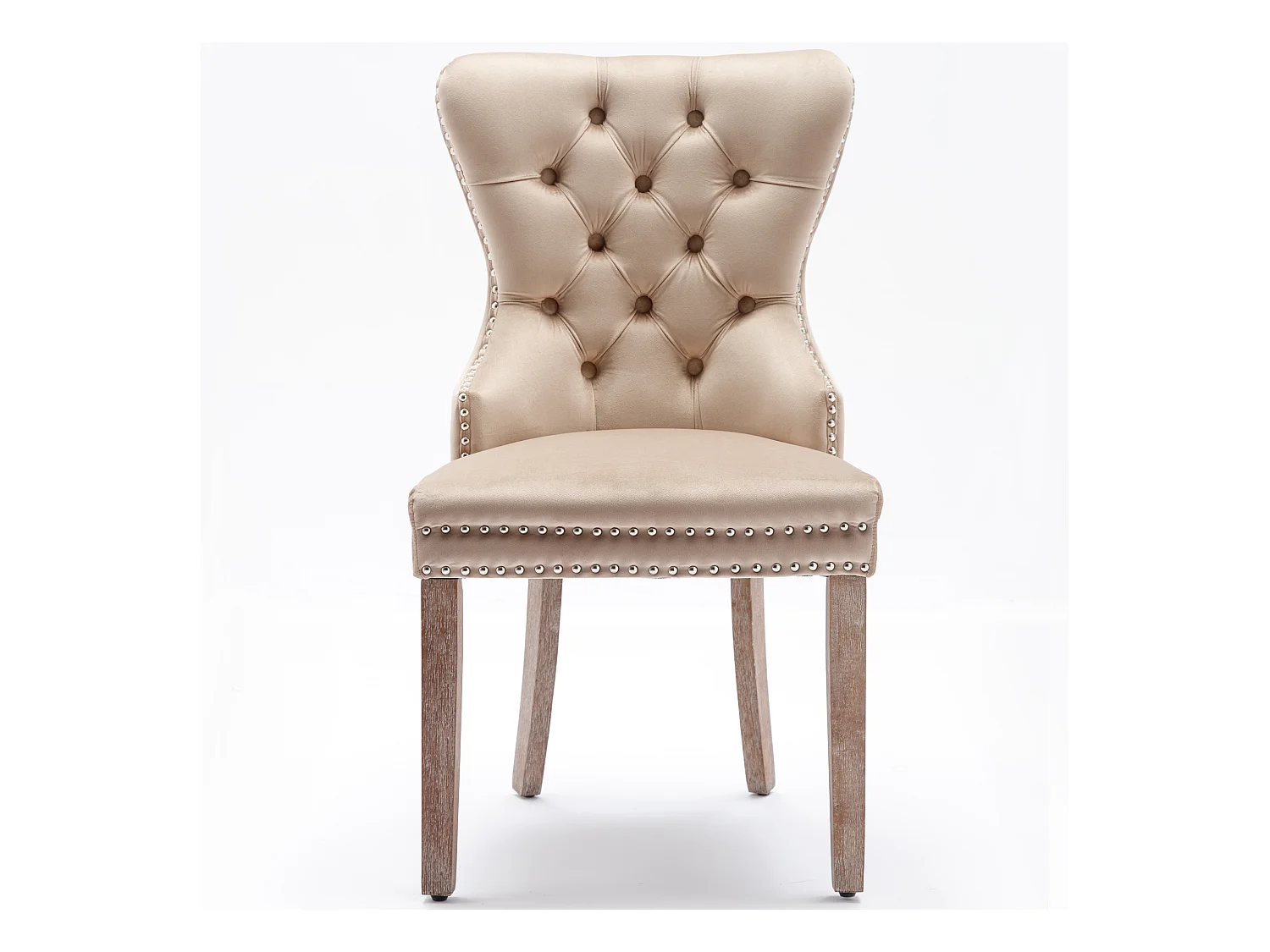 Juego de 4 sillas de comedor - silla tapizada con patas ajustables - terciopelo beige - para dormitorio y salón