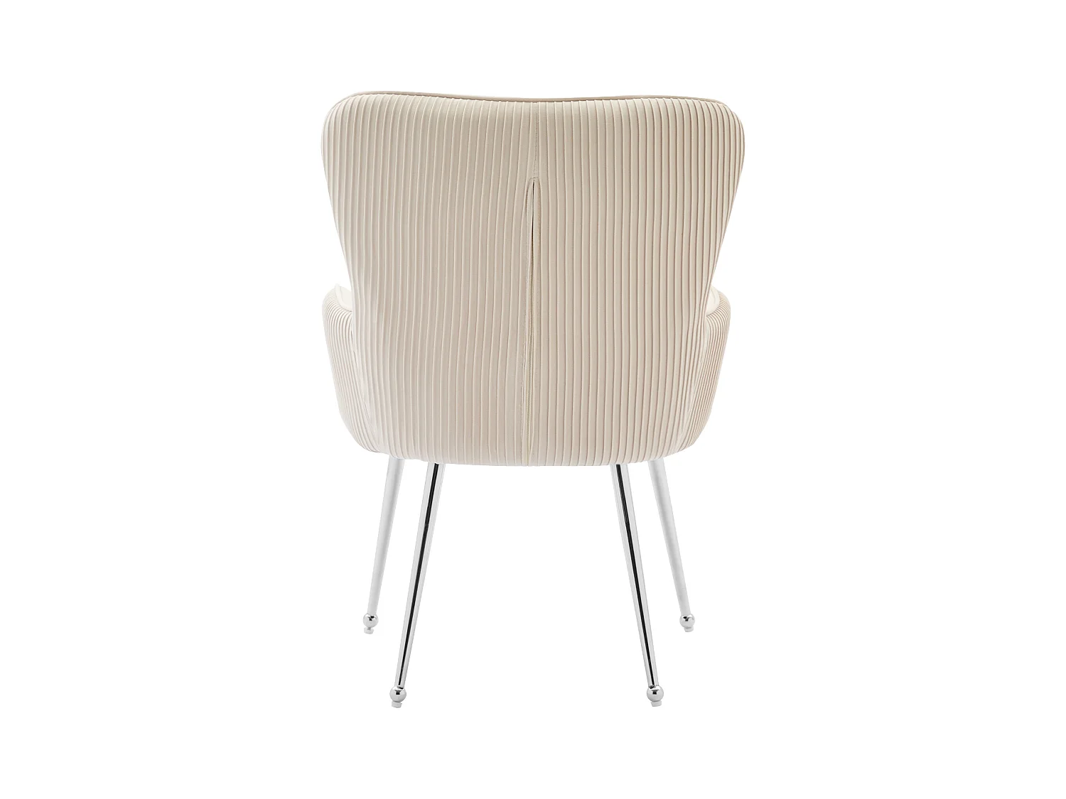 Lot de 2 chaises de salle à manger en velours - avec accoudoirs et pieds en métal argenté - beige