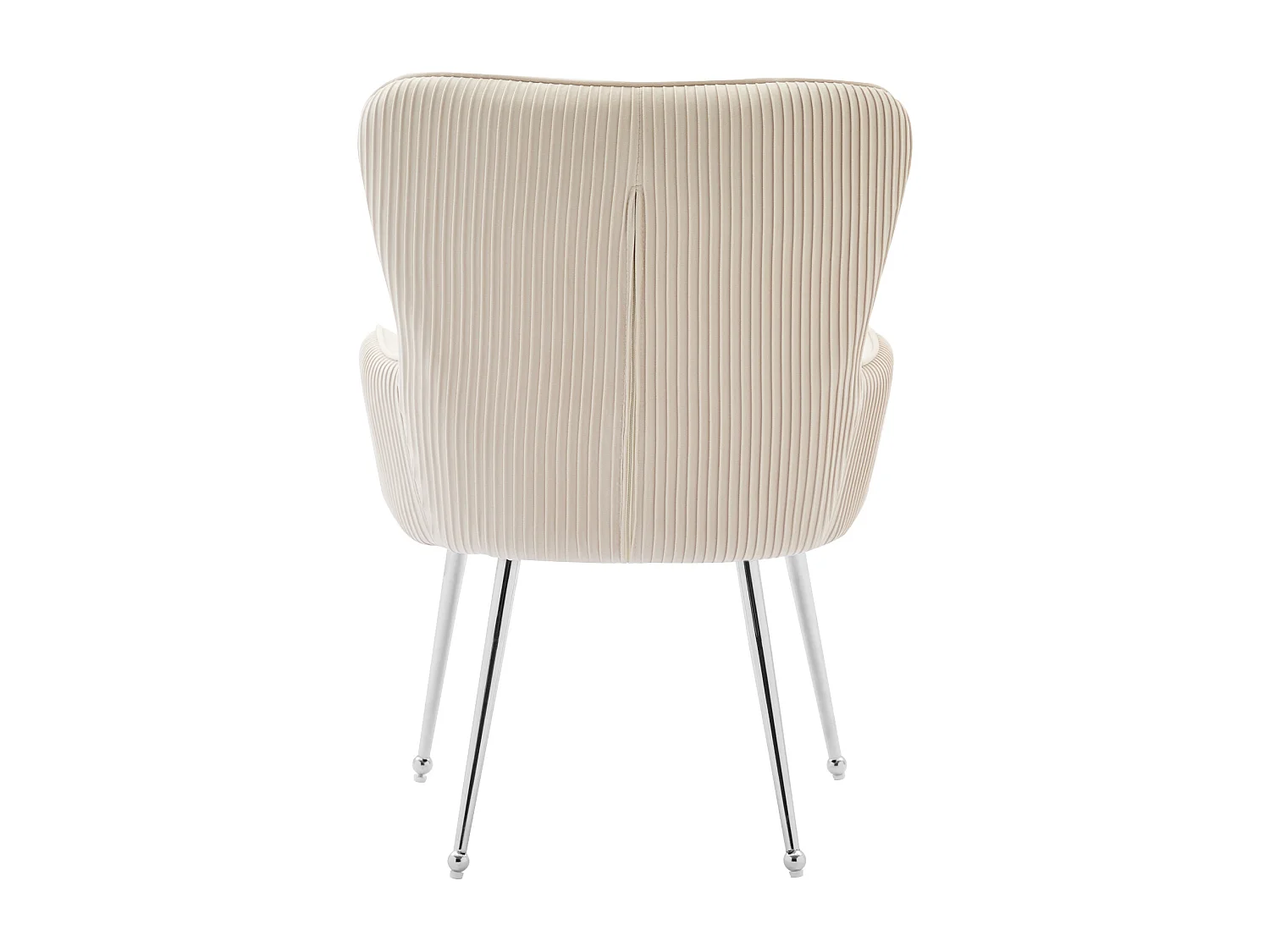 Lot de 2 chaises de salle à manger en velours - avec accoudoirs et pieds en métal argenté - beige