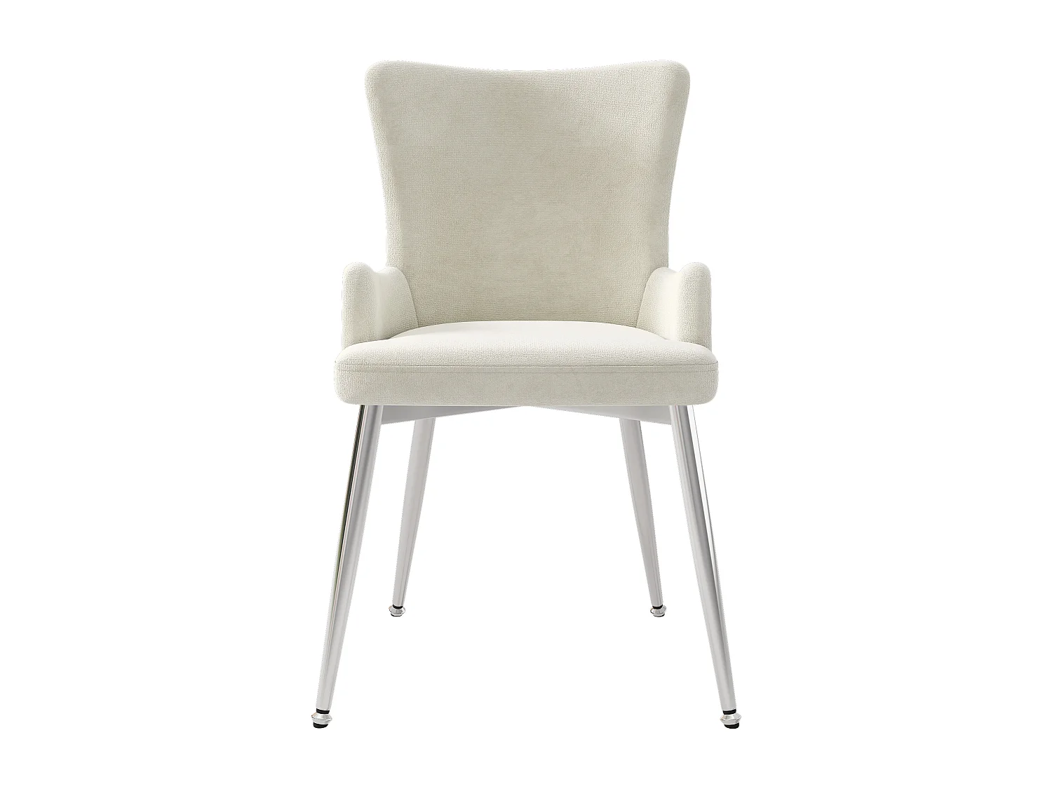 Lot de 4 chaises de salle à manger - pieds en métal argenté - velours beige - pour salon et salle à manger