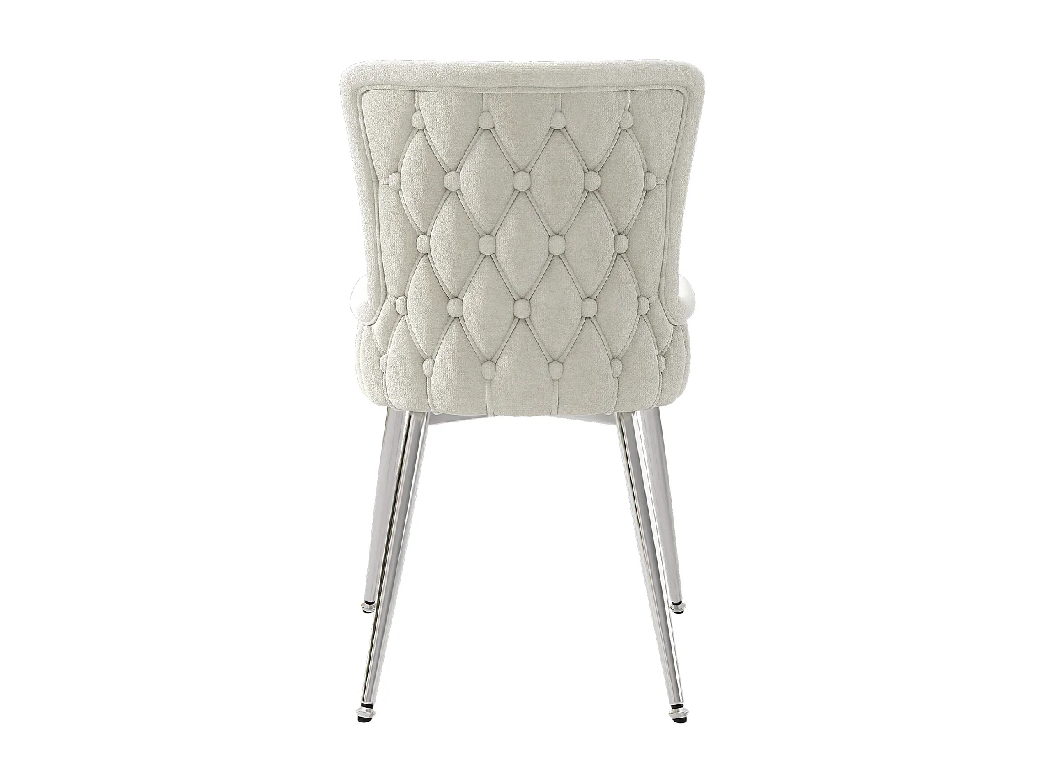 Lot de 2 chaises de salle à manger - pieds en métal argenté - velours beige - pour salon et salle à manger