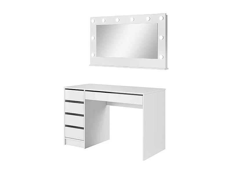 SCHMINKTISCH Ada weiß / weiß hochglanz 120 cm / 55 cm / 142 cm 2-teilig