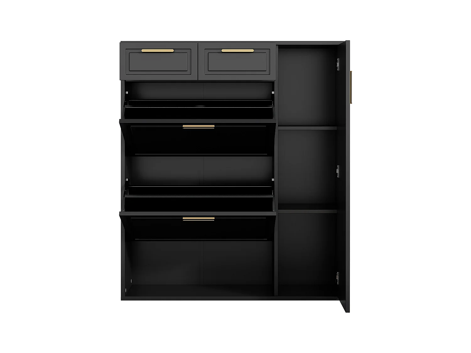 Meuble à chaussures noir - Meuble à chaussures avec 2 tiroirs et 1 porte - 2 meubles à chaussures pliants - pour salon et chambre