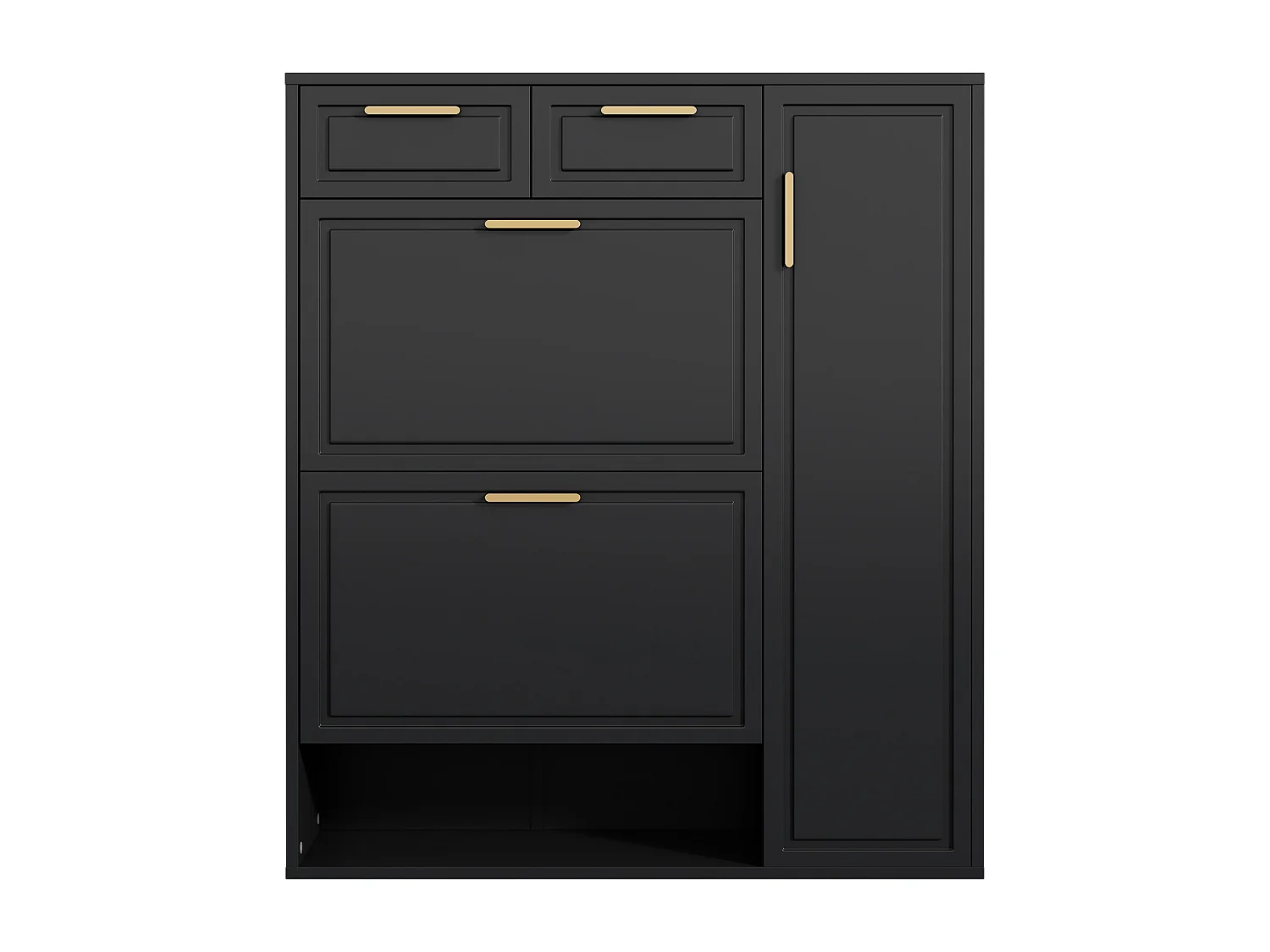 Schwarzer Schuhschrank - Schuhschrank mit 2 Schubladen und 1 Tür - 2 klappbare schuhschränke - für wohnzimmer und schlafzimmer