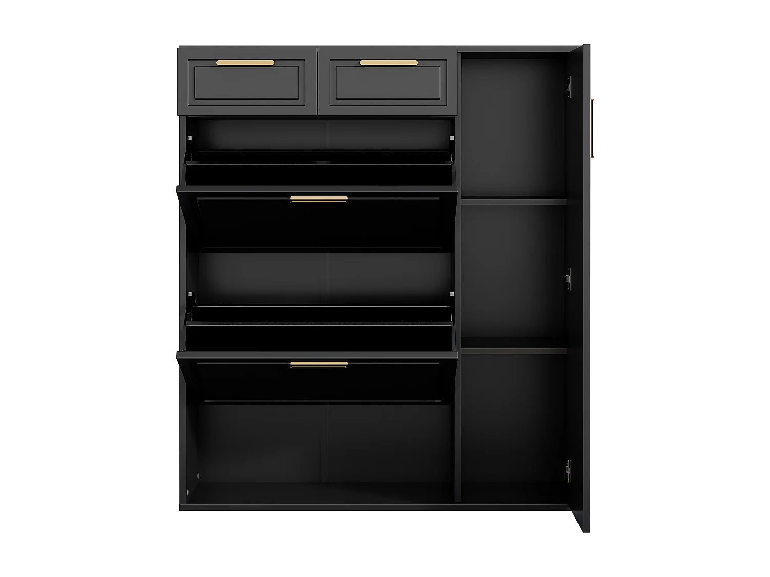 Schwarzer Schuhschrank - Schuhschrank mit 2 Schubladen und 1 Tür - 2 klappbare schuhschränke - für wohnzimmer und schlafzimmer