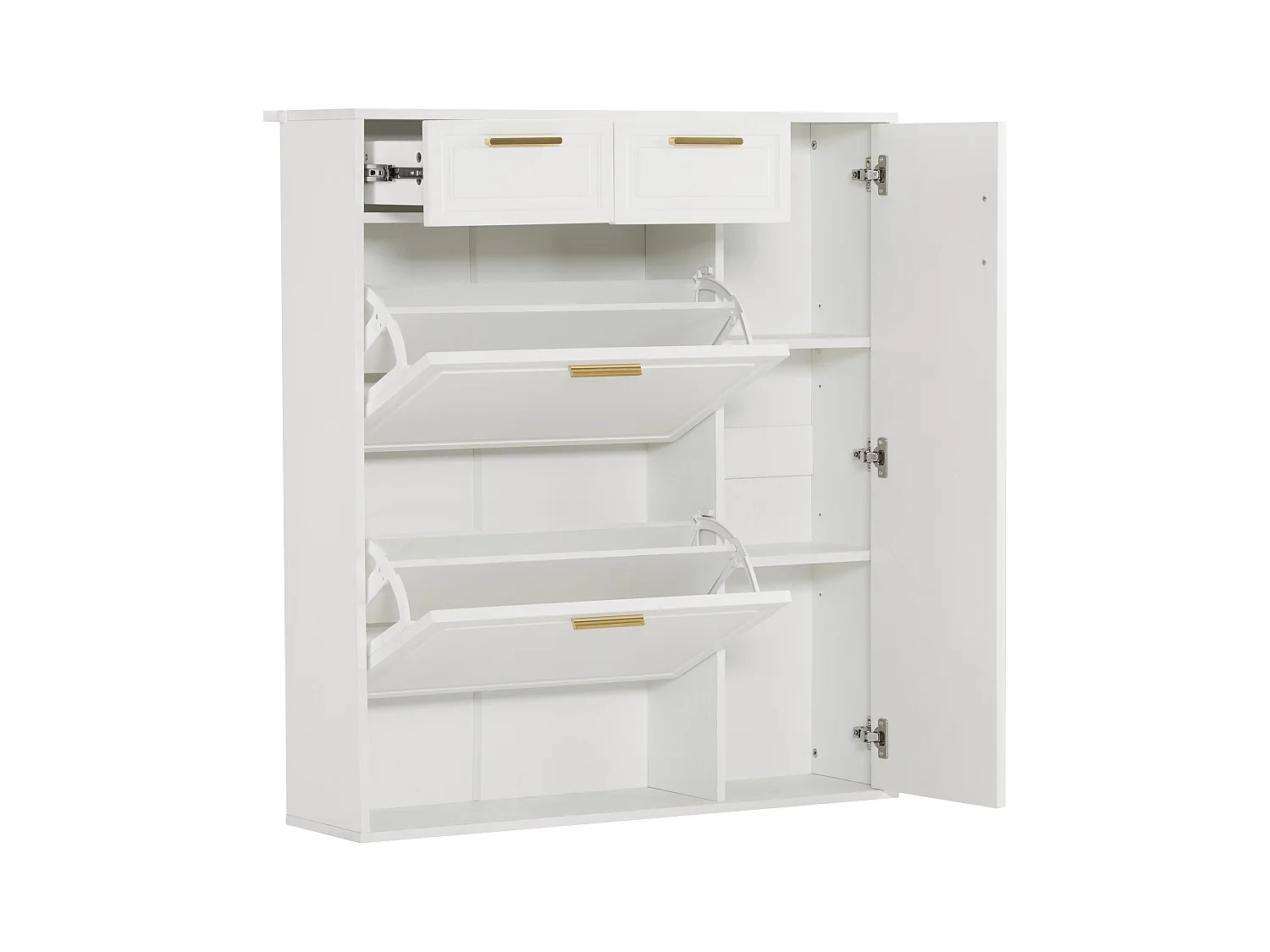 Meuble à chaussures blanc - Meuble à chaussures avec 2 tiroirs et 1 porte - 2 meubles à chaussures pliants - pour salon et chambre