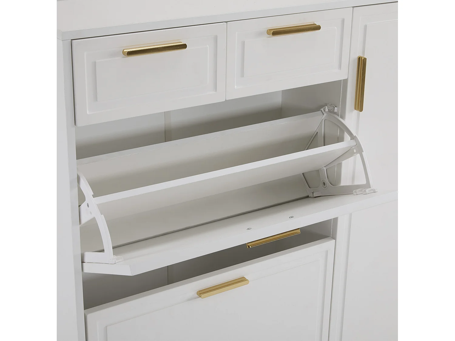 Meuble à chaussures blanc - Meuble à chaussures avec 2 tiroirs et 1 porte - 2 meubles à chaussures pliants - pour salon et chambre