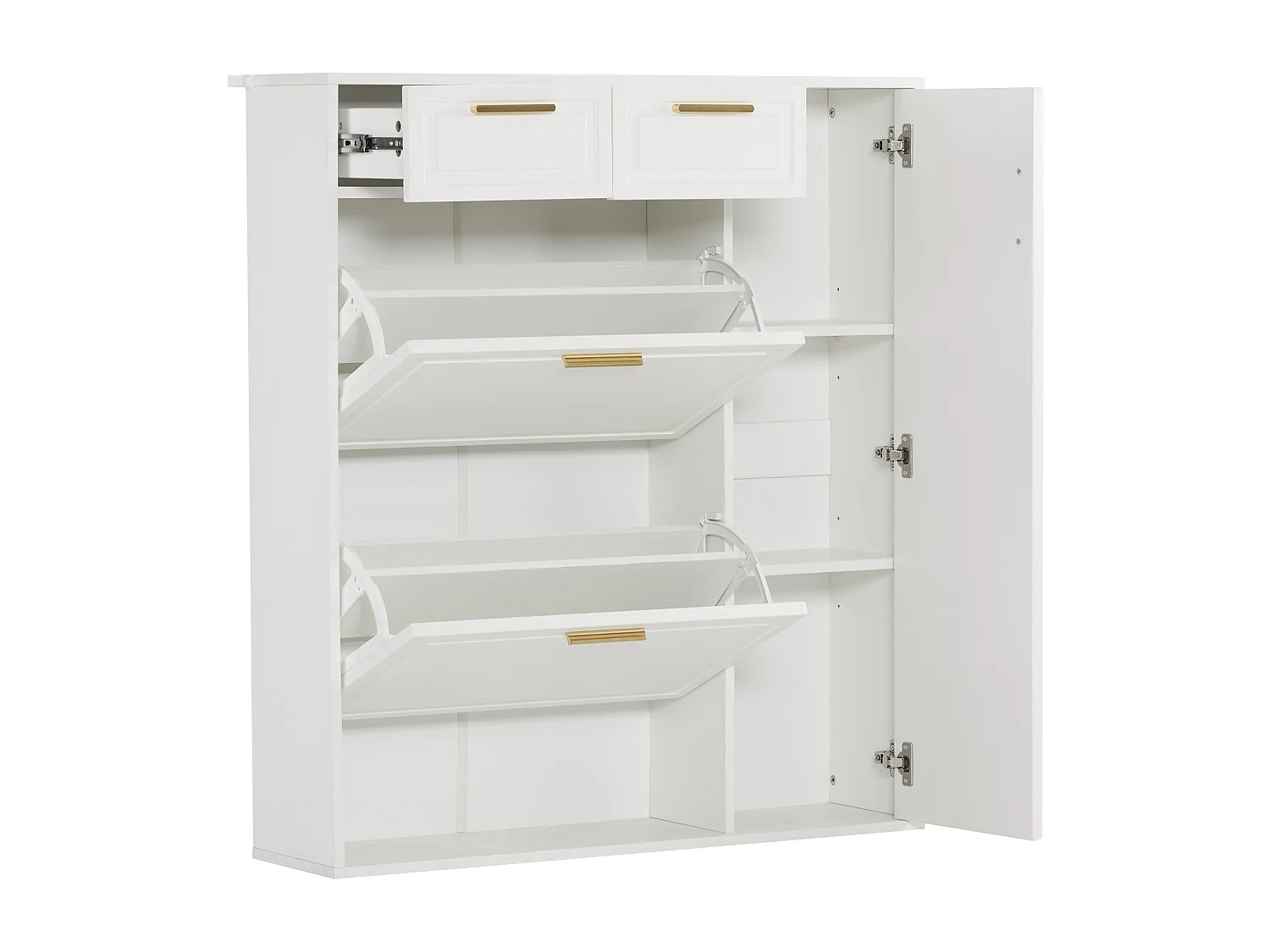 Meuble à chaussures blanc - Meuble à chaussures avec 2 tiroirs et 1 porte - 2 meubles à chaussures pliants - pour salon et chambre