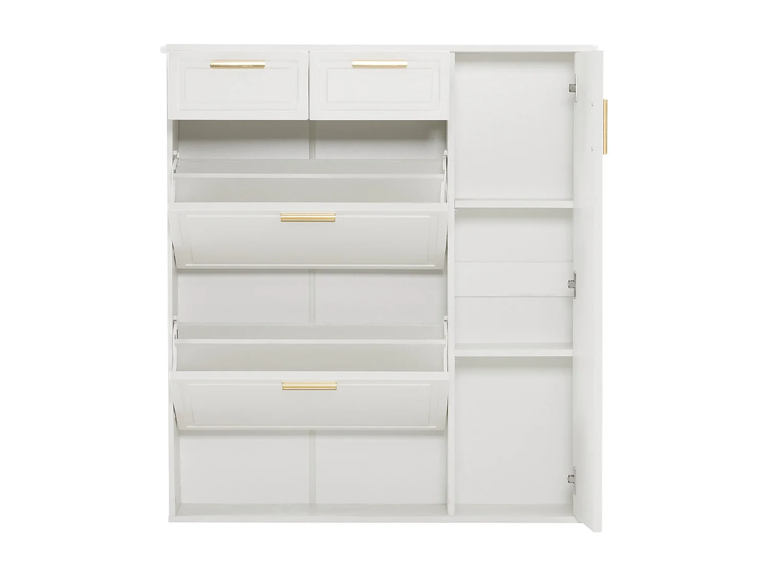 Meuble à chaussures blanc - Meuble à chaussures avec 2 tiroirs et 1 porte - 2 meubles à chaussures pliants - pour salon et chambre