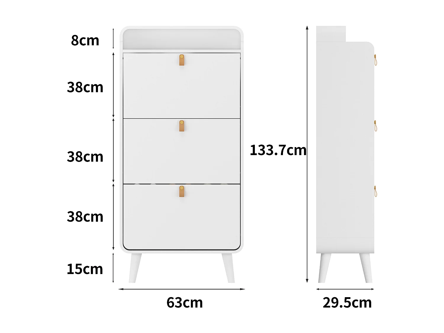 Meuble à chaussures blanc - Meuble à chaussures avec 3 tiroirs pliables et compartiment supérieur - pour entrée et chambre