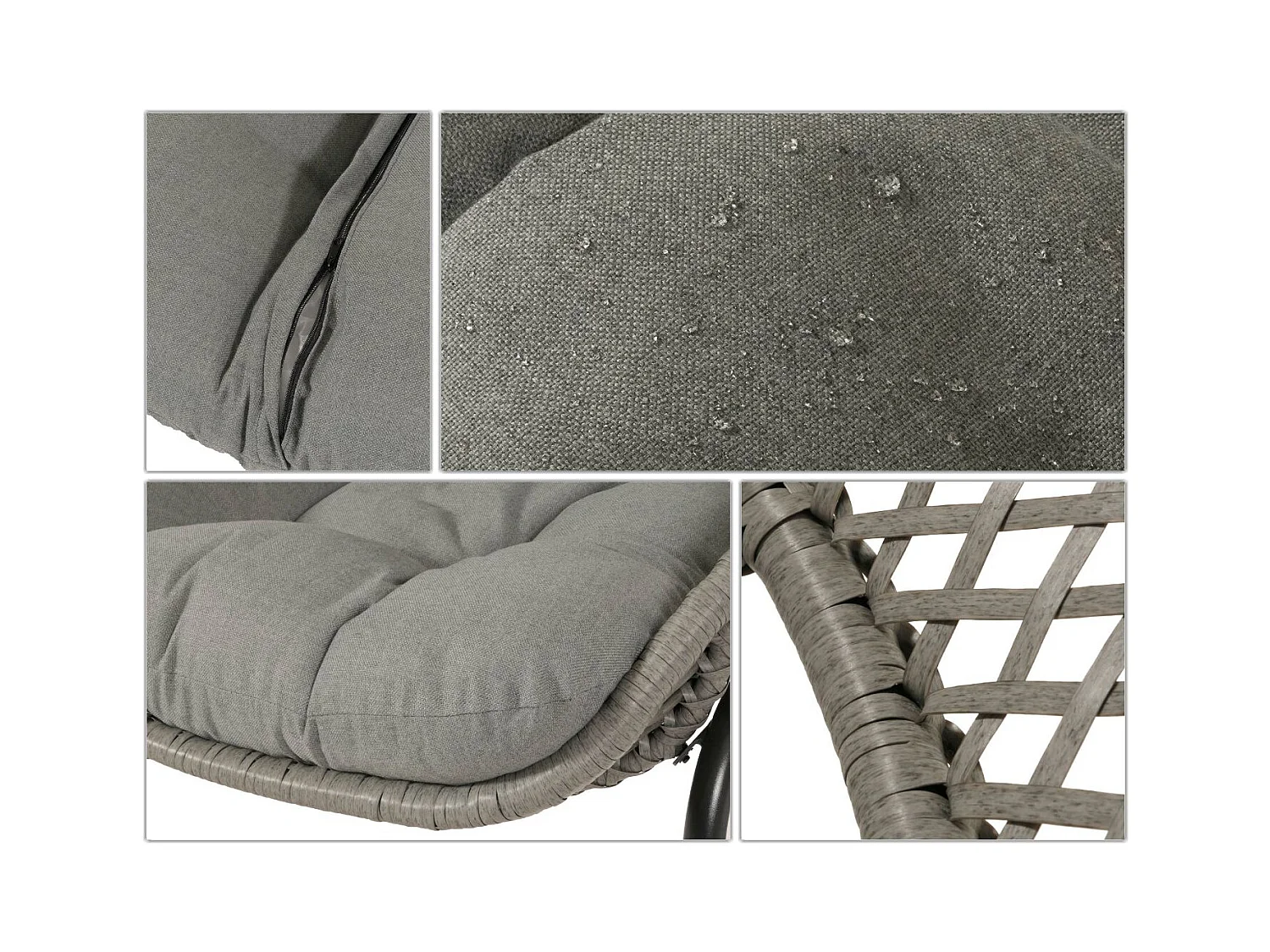 Juego de polirratán MCW-N33 (3 piezas),  gris, tapicería gris oscuro