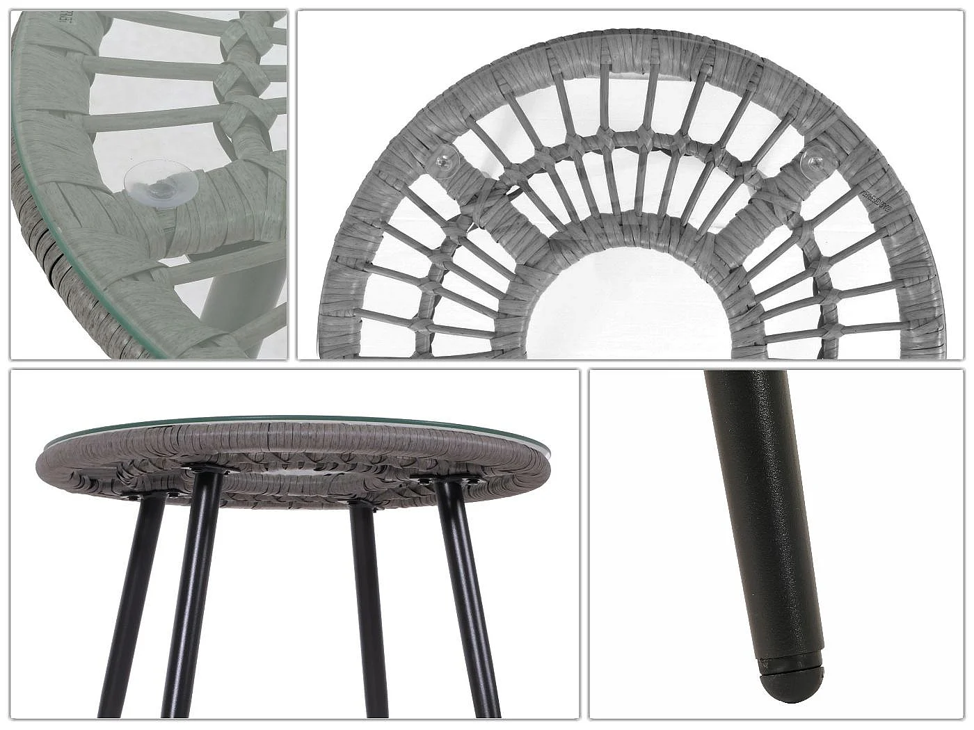 Poly-Rattan Garnitur MCW-N33 (3-teilig), Grau, Polster dunkelgrau