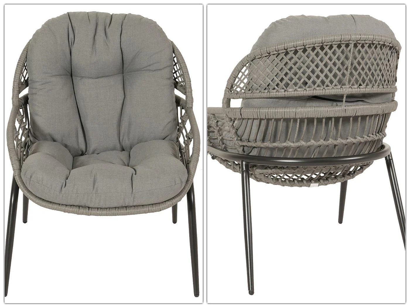 Poly-Rattan Garnitur MCW-N33 (3-teilig), Grau, Polster dunkelgrau