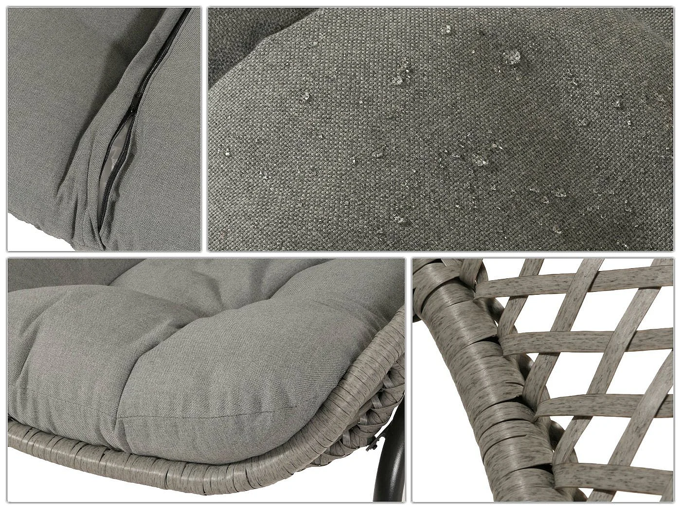 Poly-Rattan Garnitur MCW-N33 (3-teilig), Grau, Polster dunkelgrau