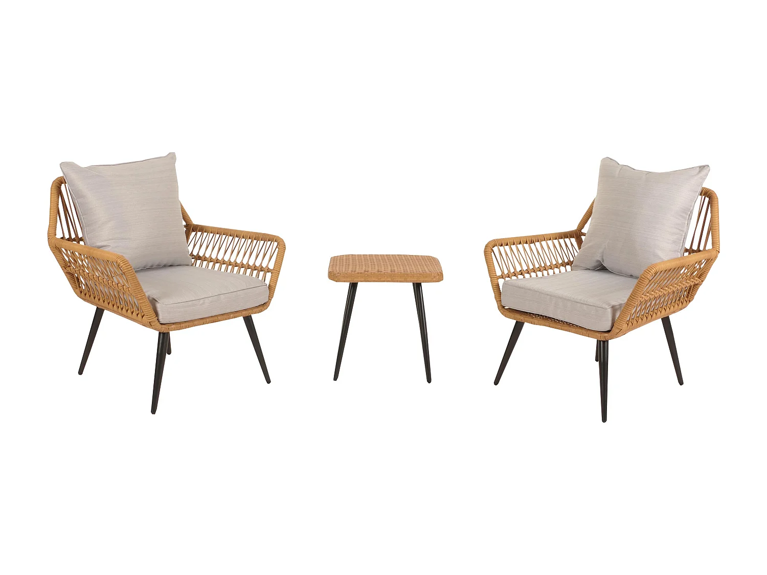 Conjunto em poli-rattan MCW-N34,  cinzento claro