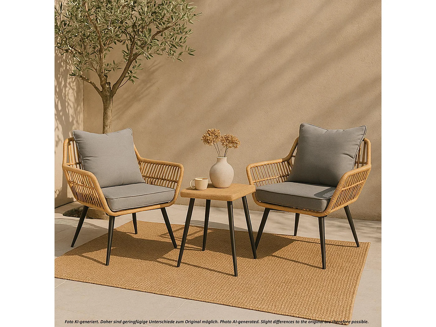 Conjunto em poli-rattan MCW-N34,  cinzento claro