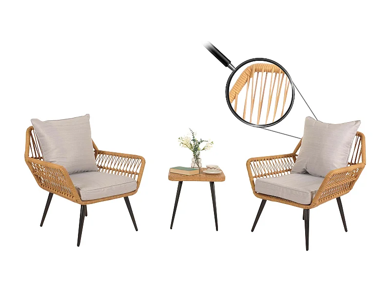 Poly-Rattan Garnitur MCW-N34, Hellgrau