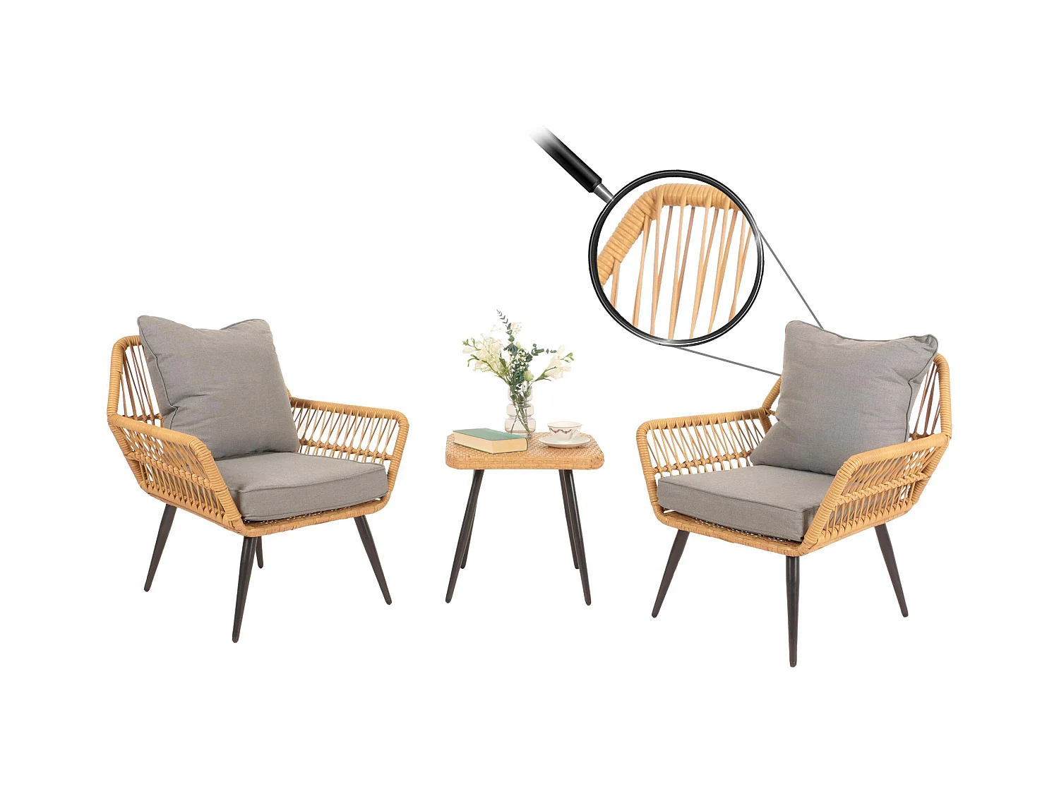 Zestaw polirattanowy MCW-N34,  ciemnoszary