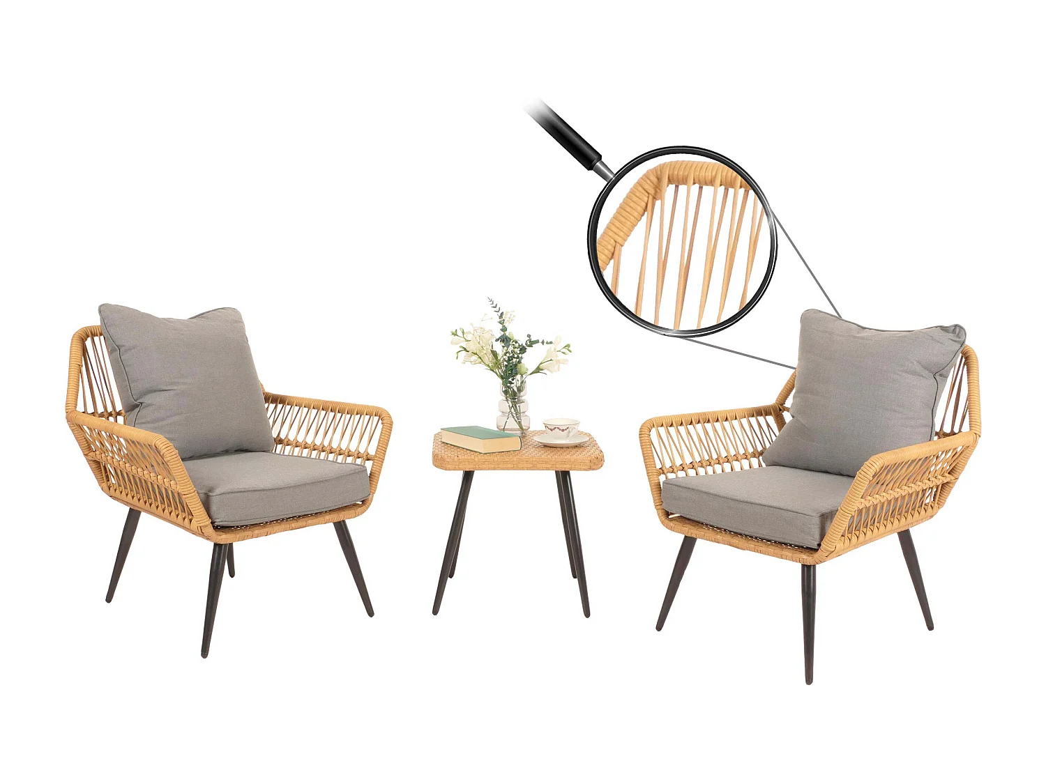 Zestaw polirattanowy MCW-N34,  ciemnoszary