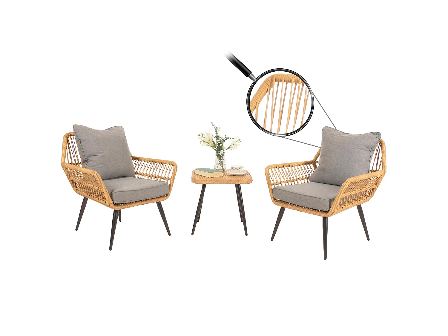 Poly-Rattan Garnitur MCW-N34, Dunkelgrau