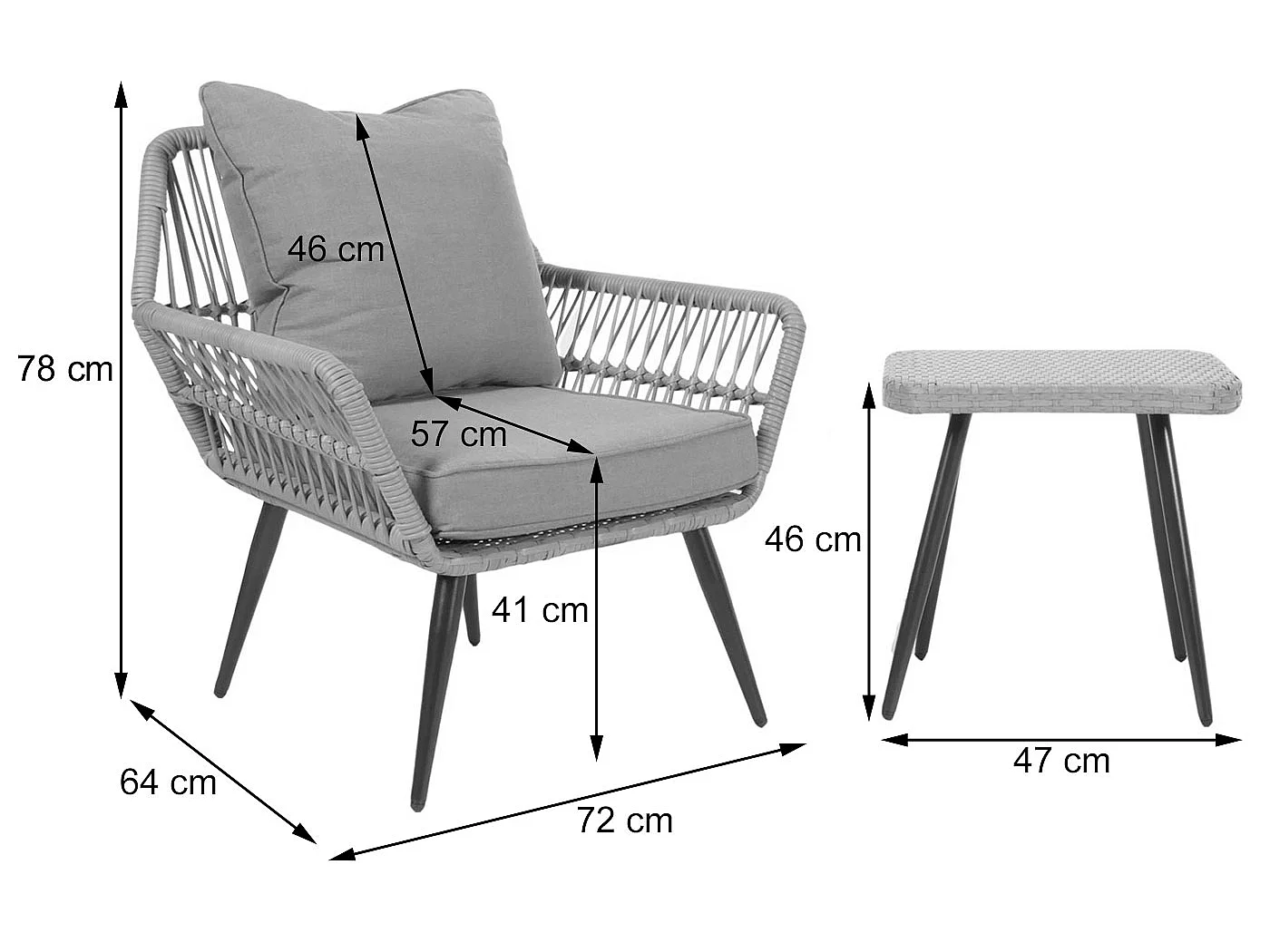 Poly-Rattan Garnitur MCW-N34, Dunkelgrau
