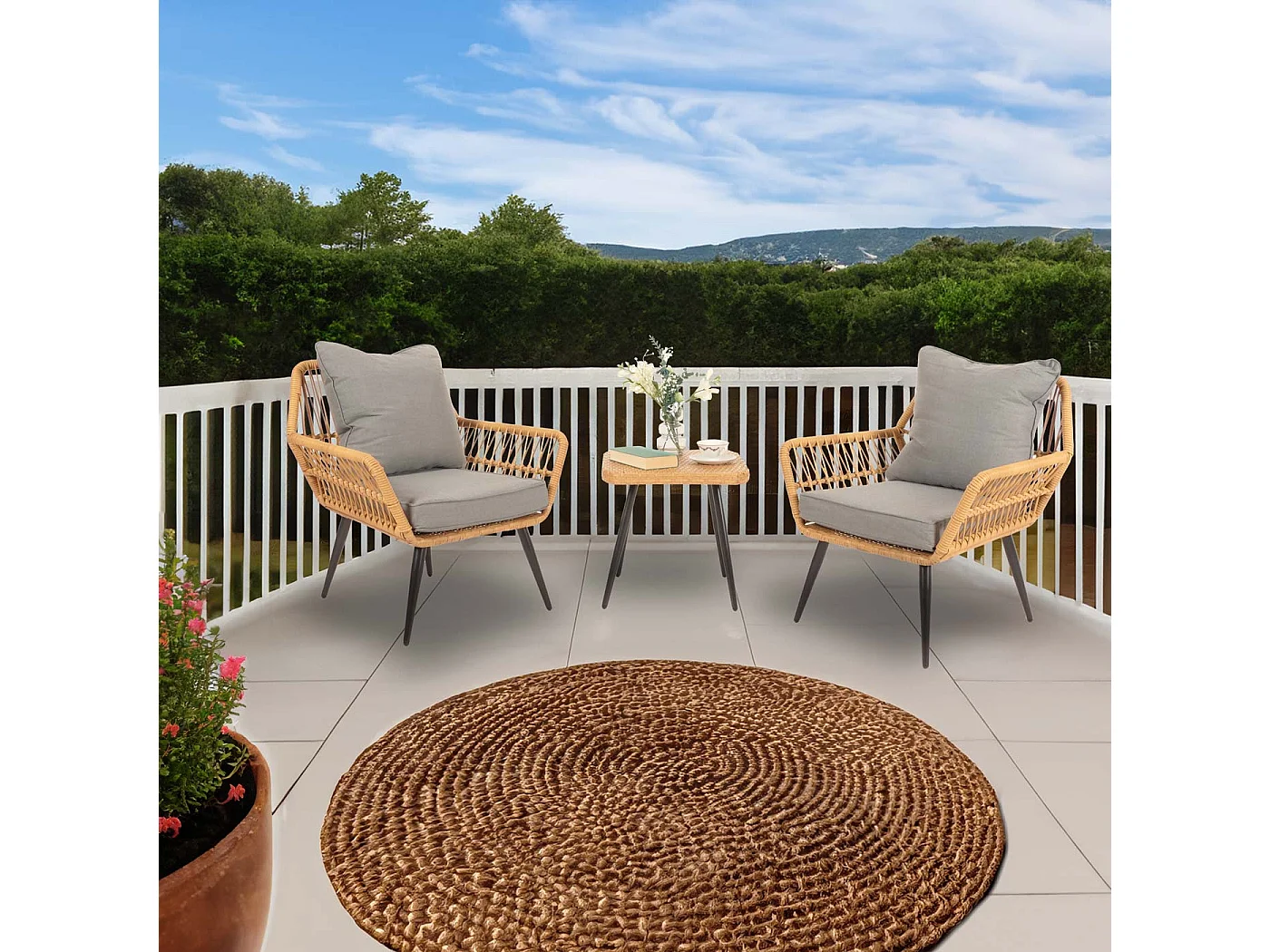 Poly-Rattan Garnitur MCW-N34, Dunkelgrau