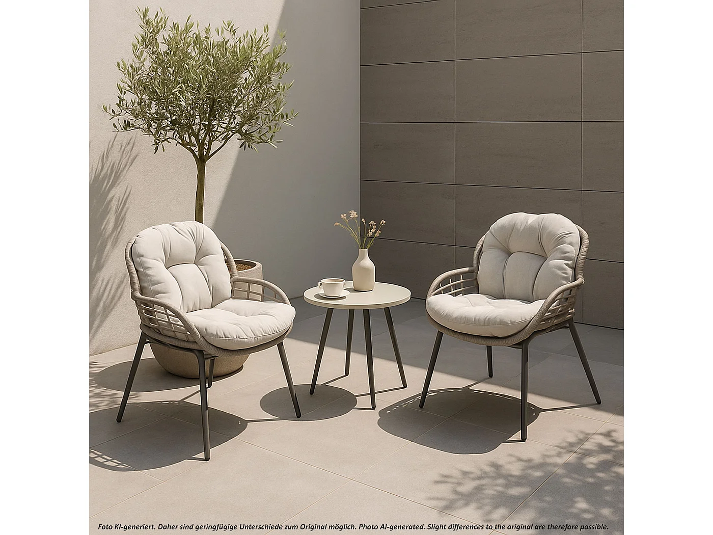 Zestaw polirattanowy MCW-N33 (3-częściowy),  szary, tapicerka jasnoszara