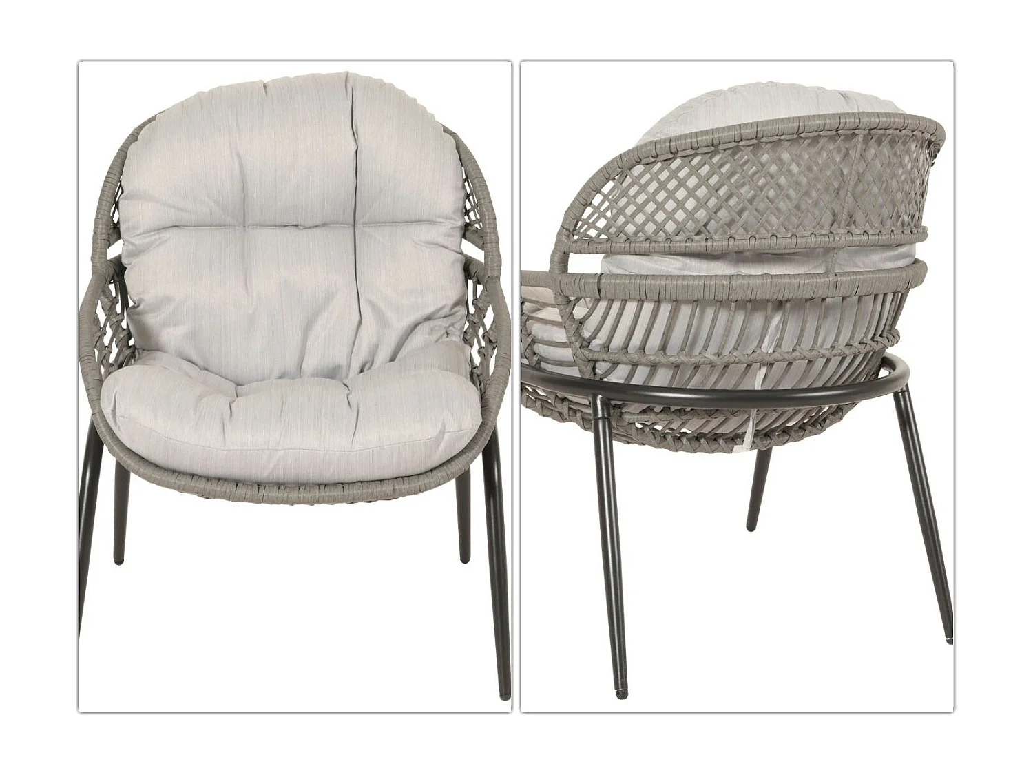 Poly-Rattan Garnitur MCW-N33 (3-teilig), Grau, Polster hellgrau