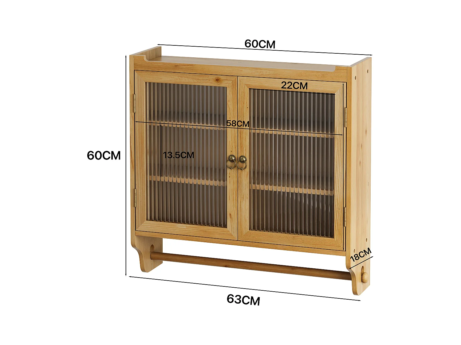 Consola de pared rectangular natural - Consola de pared con almacenamiento de tres niveles y toallero - para baño y comedor