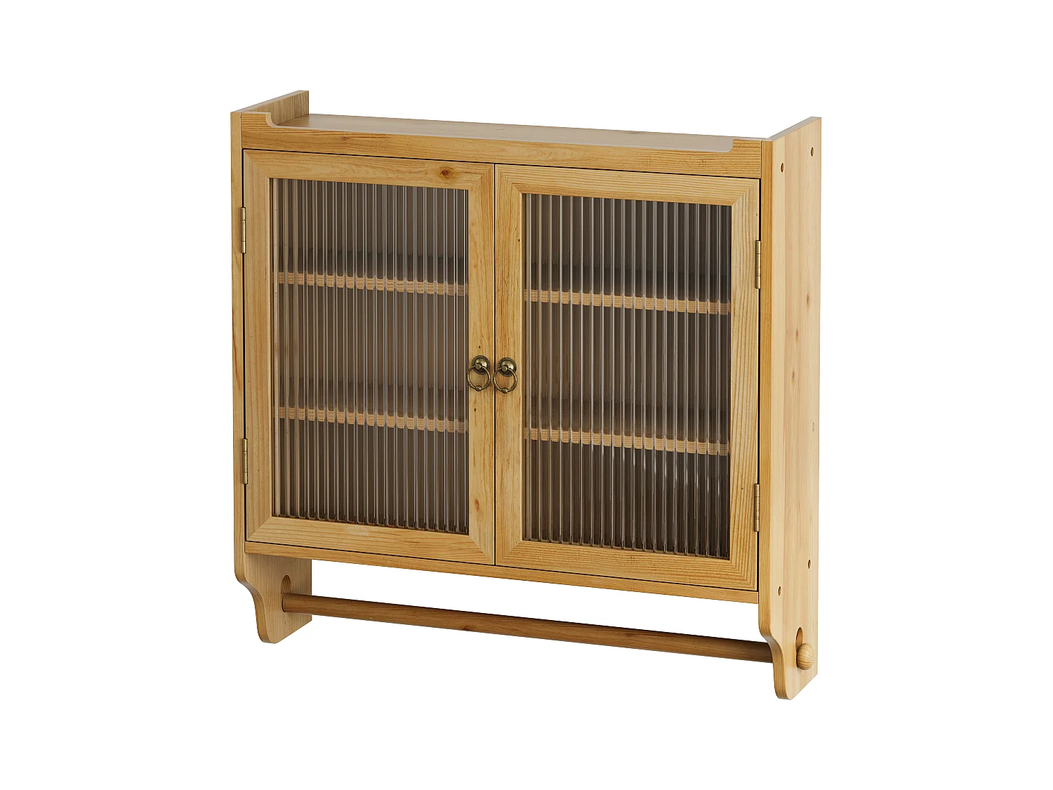 Consola de pared rectangular natural - Consola de pared con almacenamiento de tres niveles y toallero - para baño y comedor