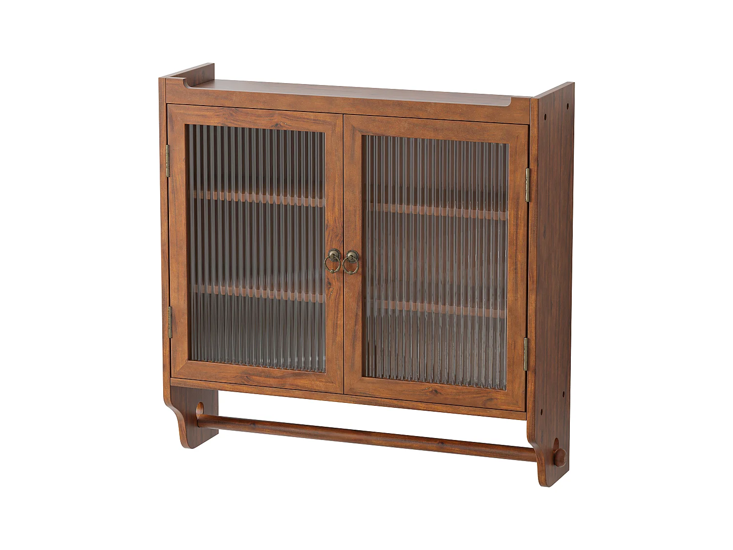 Console murale rectangulaire marron - Console murale avec rangement à trois niveaux et porte-serviettes - pour salle de bain et salle à manger