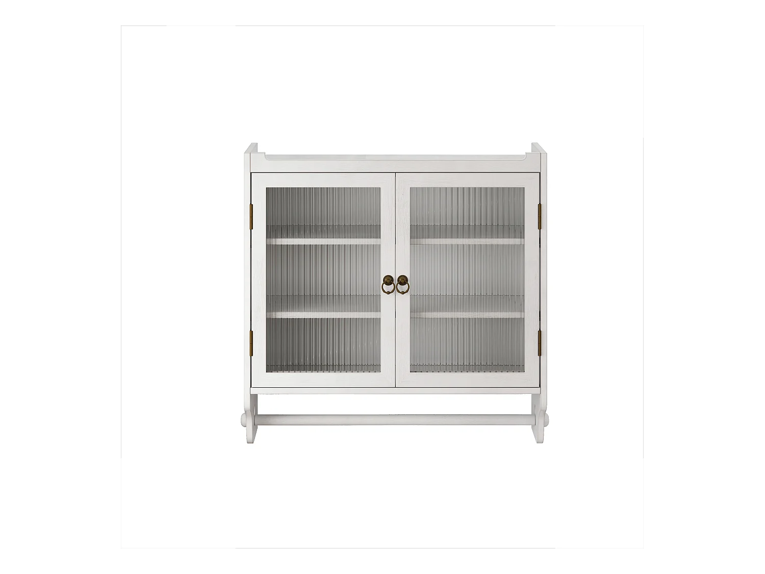 Console murale rectangulaire blanc - Console murale avec rangement à trois niveaux et porte-serviettes - pour salle de bain et salle à manger