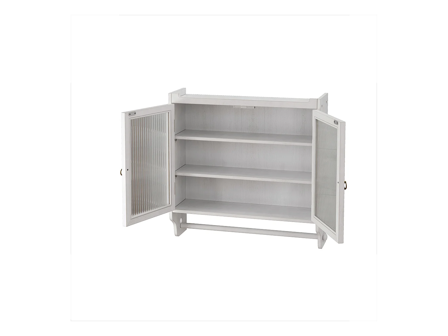 Console murale rectangulaire blanc - Console murale avec rangement à trois niveaux et porte-serviettes - pour salle de bain et salle à manger