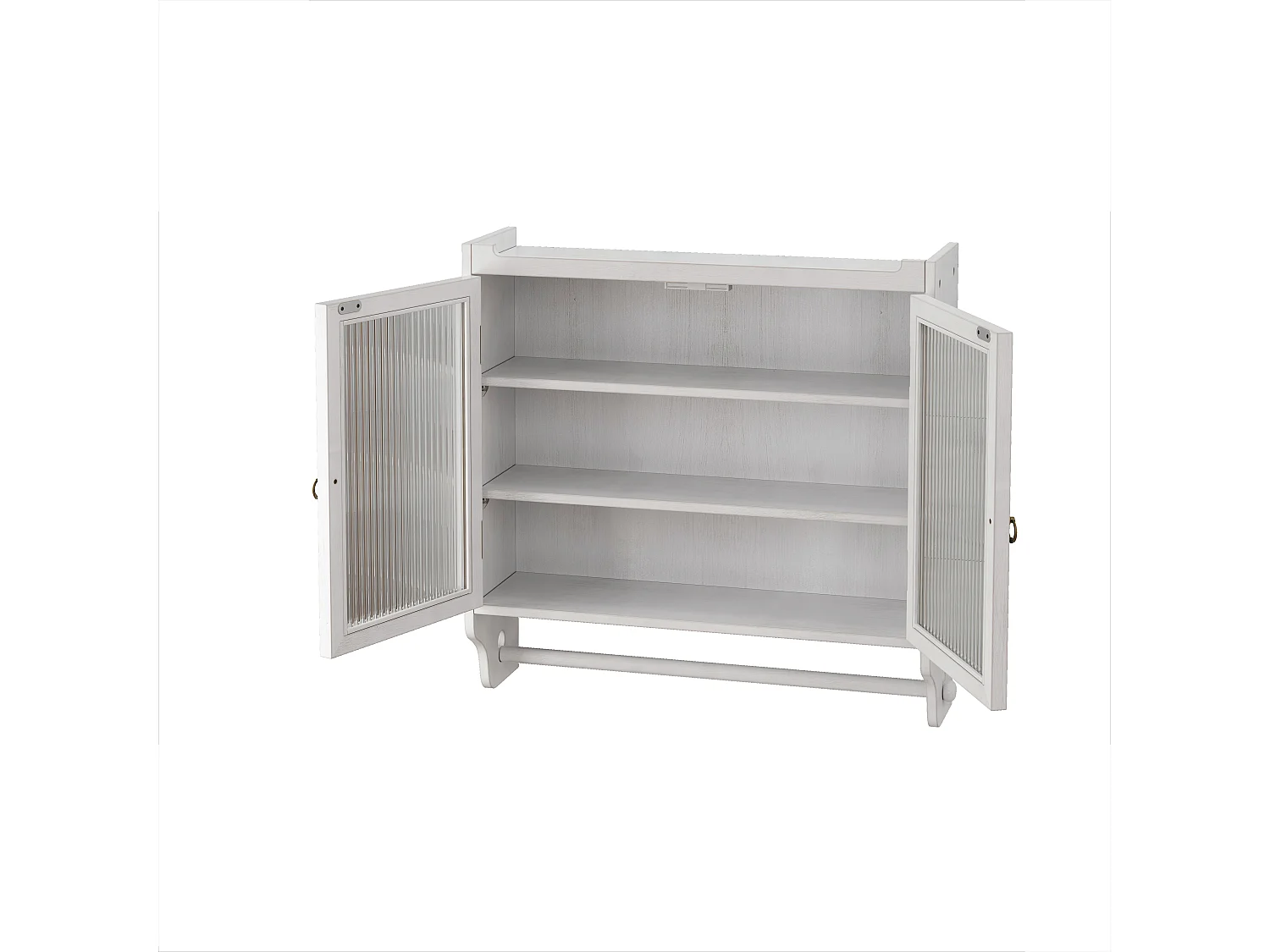 Weiße rechteckige Wandkonsole – Wandkonsole mit dreistufiger aufbewahrung und handtuchhalter – für badezimmer und esszimmer