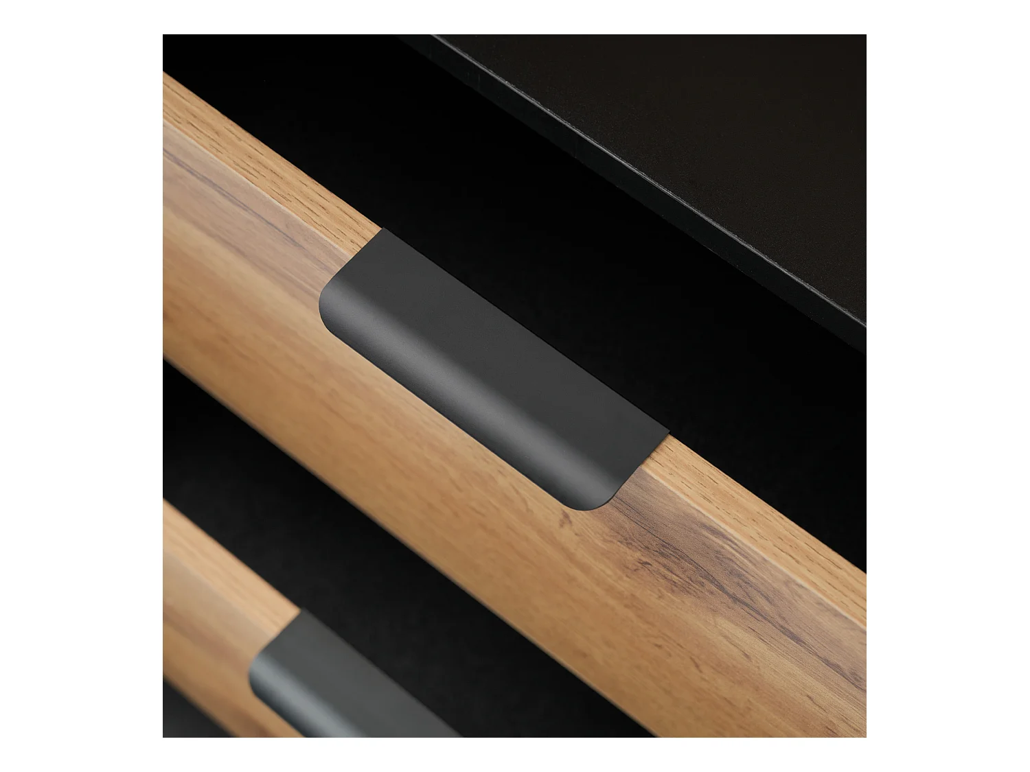 Commode à 6 tiroirs - 2 compartiments - poignées en métal et verre ambré - pour salle à manger et salon