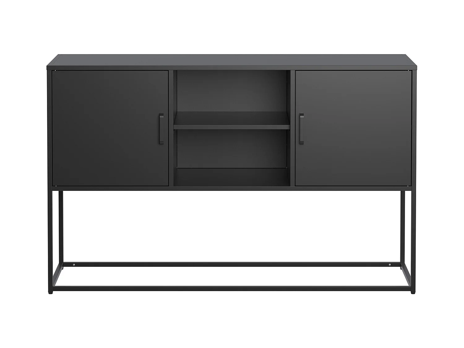 Buffet noir - Buffet avec 2 portes et rangement ouvert - pour salle à manger et salon