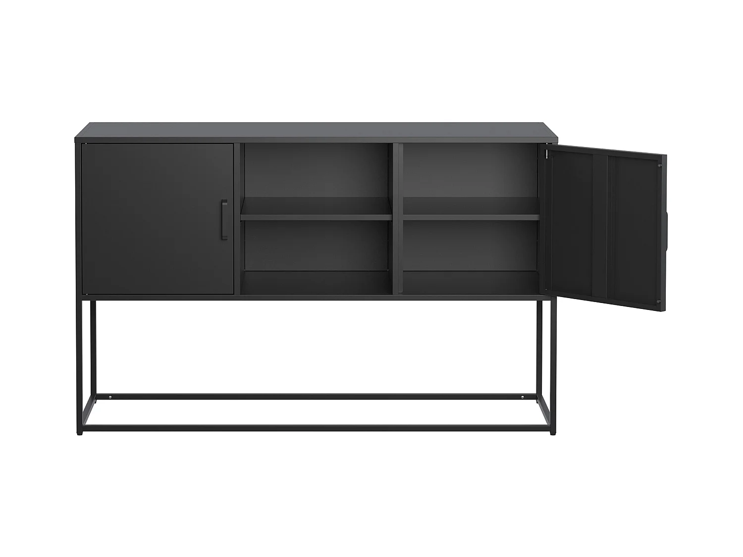 Buffet noir - Buffet avec 2 portes et rangement ouvert - pour salle à manger et salon