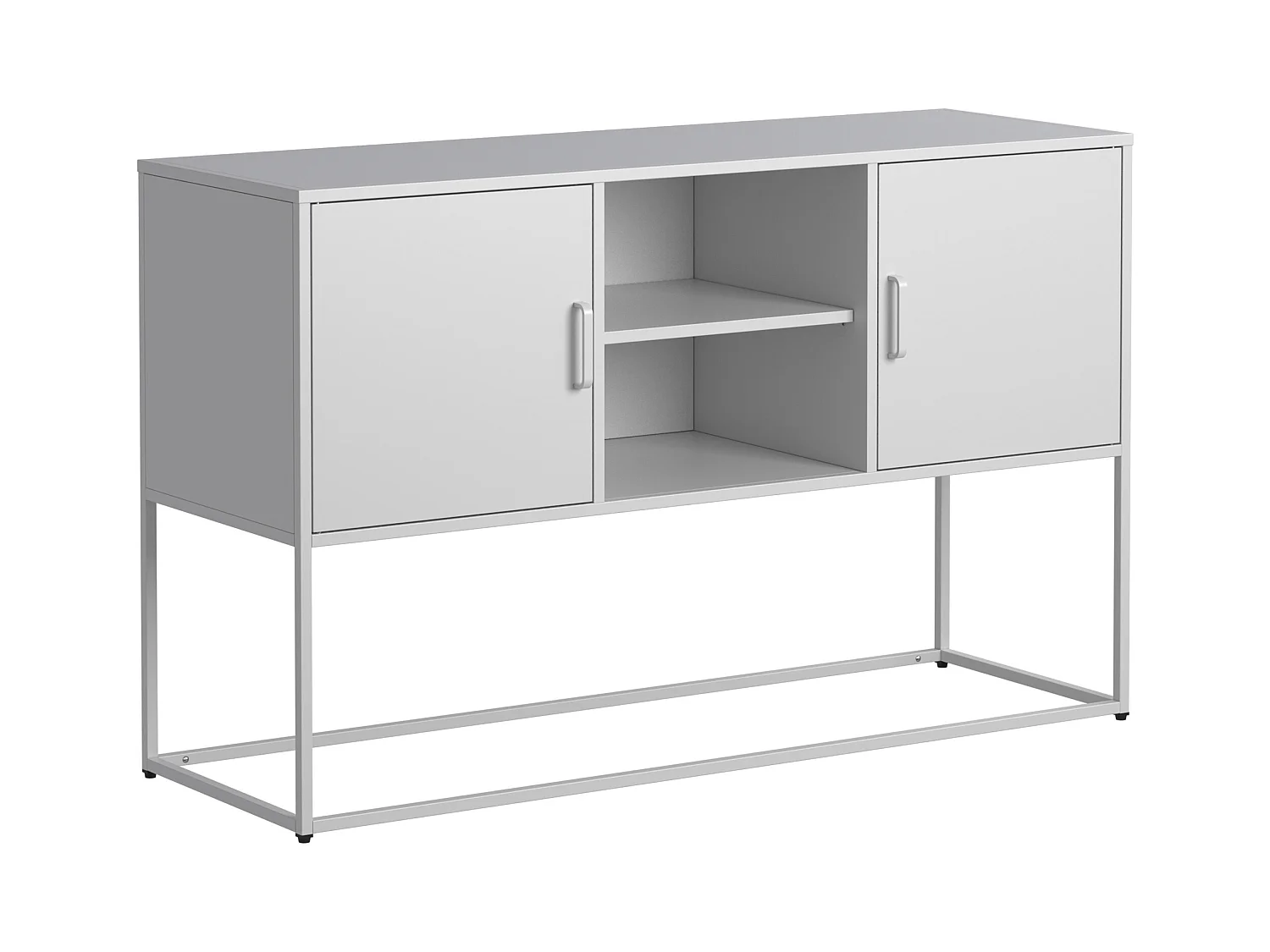 Buffet blanc - Buffet avec 2 portes et rangement ouvert - pour salle à manger et salon