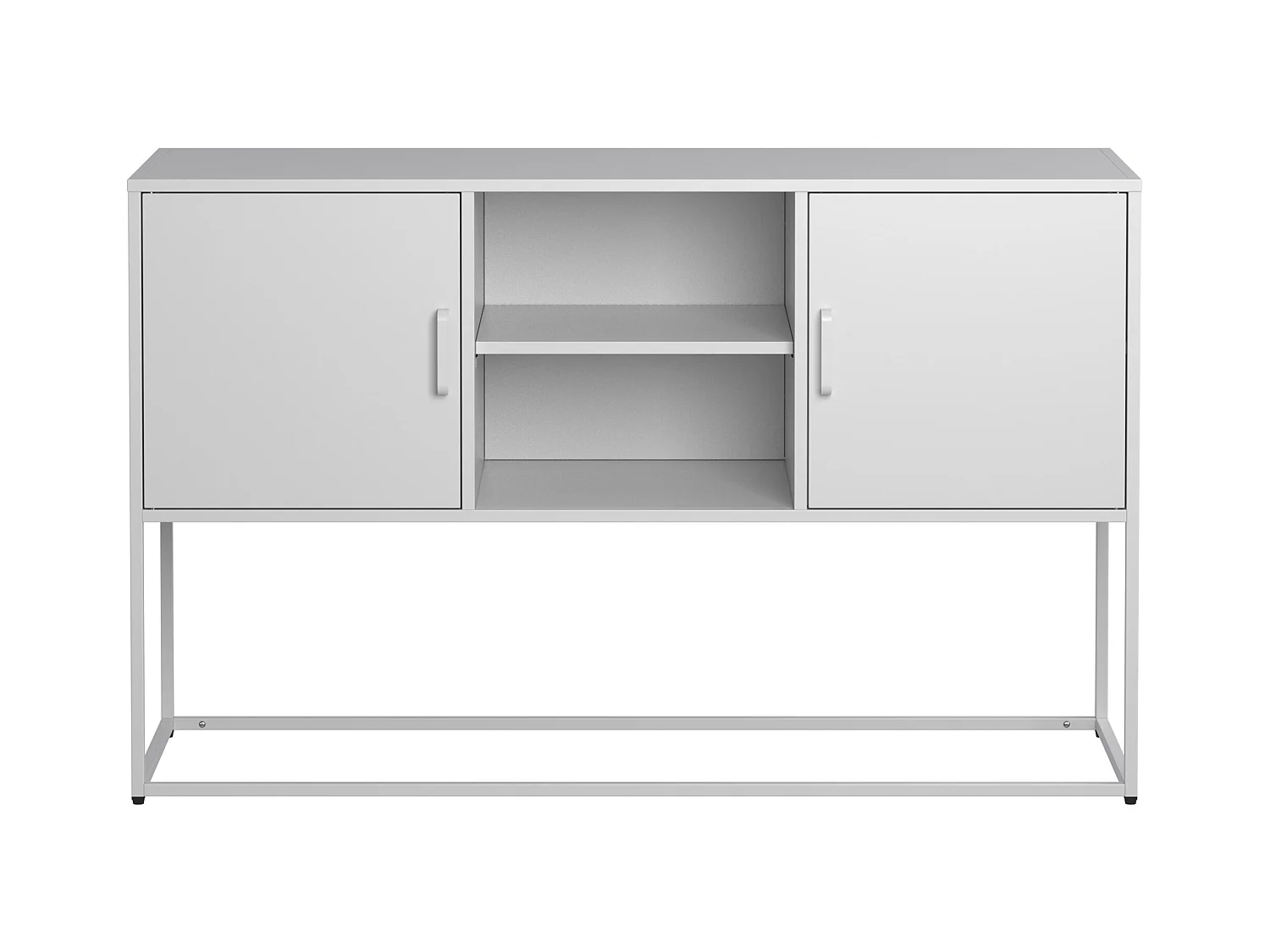 Buffet blanc - Buffet avec 2 portes et rangement ouvert - pour salle à manger et salon