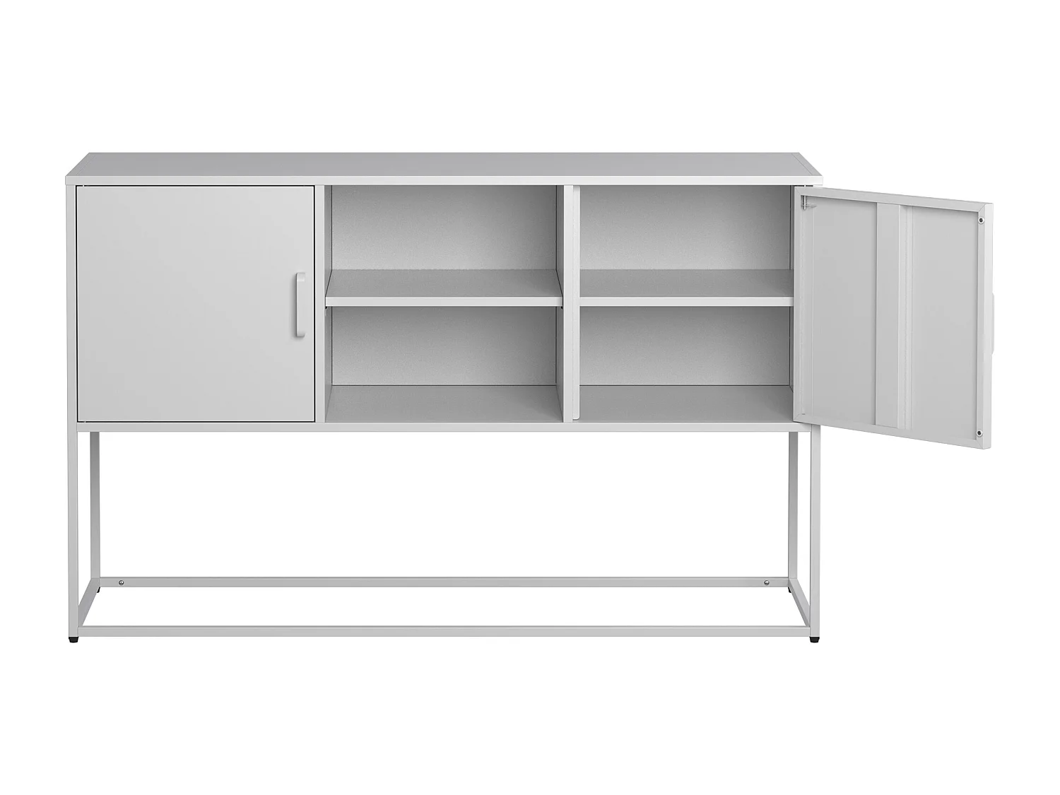 Buffet blanc - Buffet avec 2 portes et rangement ouvert - pour salle à manger et salon