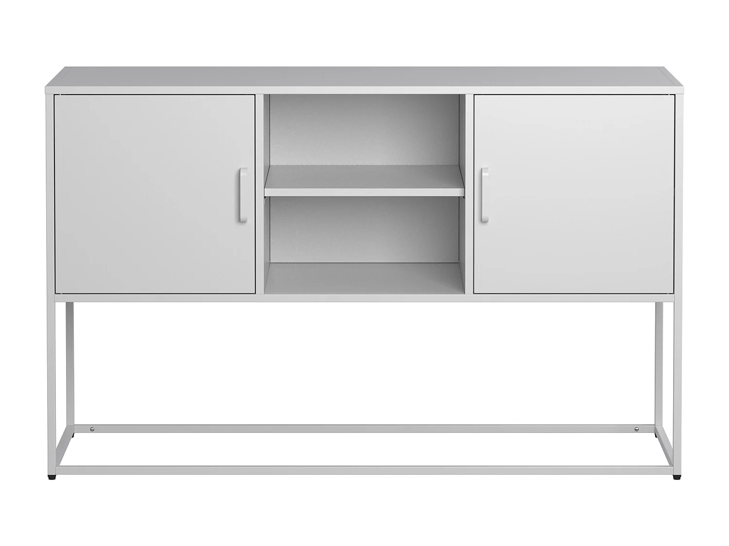 Buffet blanc - Buffet avec 2 portes et rangement ouvert - pour salle à manger et salon