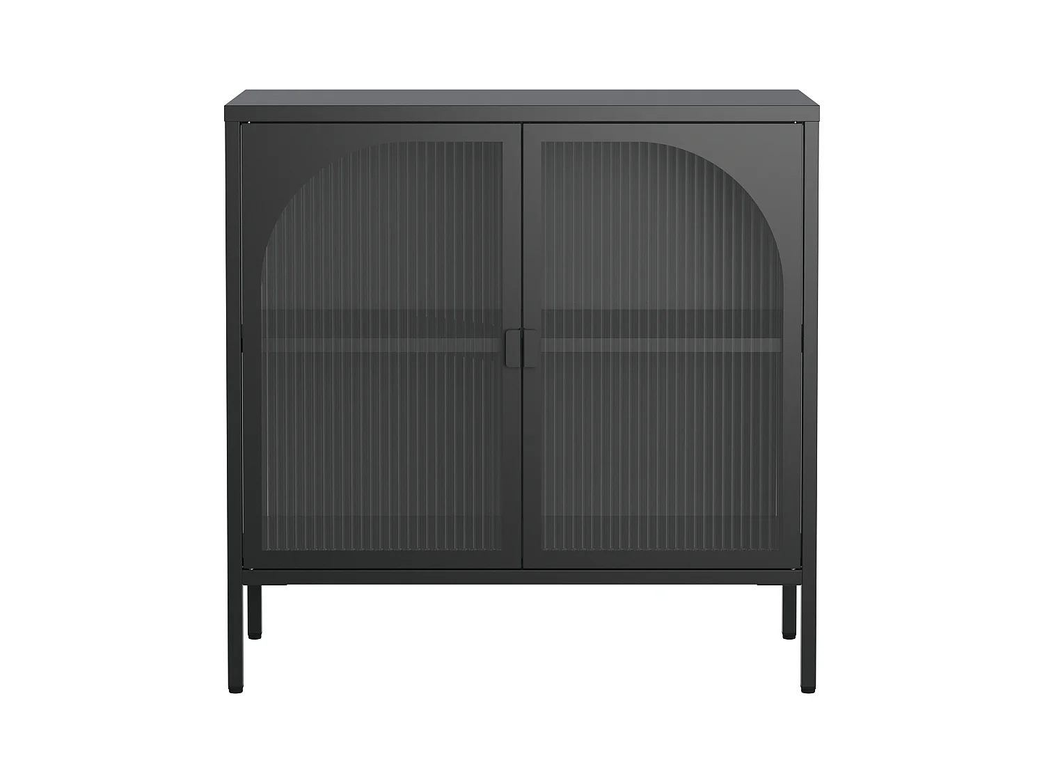 Buffet noir - Buffet avec 2 portes vitrées et étagères réglables - pour salle à manger et salon