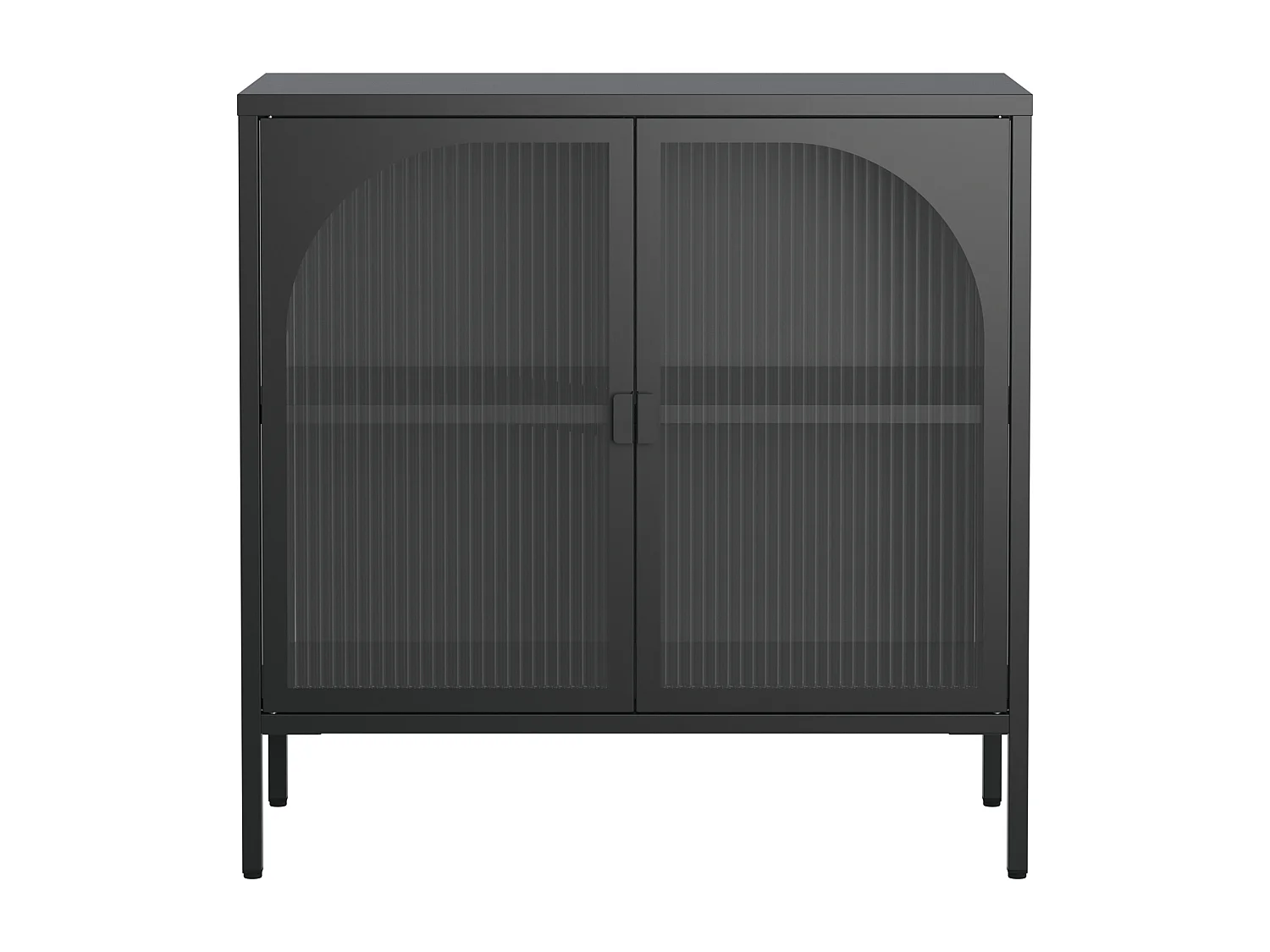 Buffet noir - Buffet avec 2 portes vitrées et étagères réglables - pour salle à manger et salon