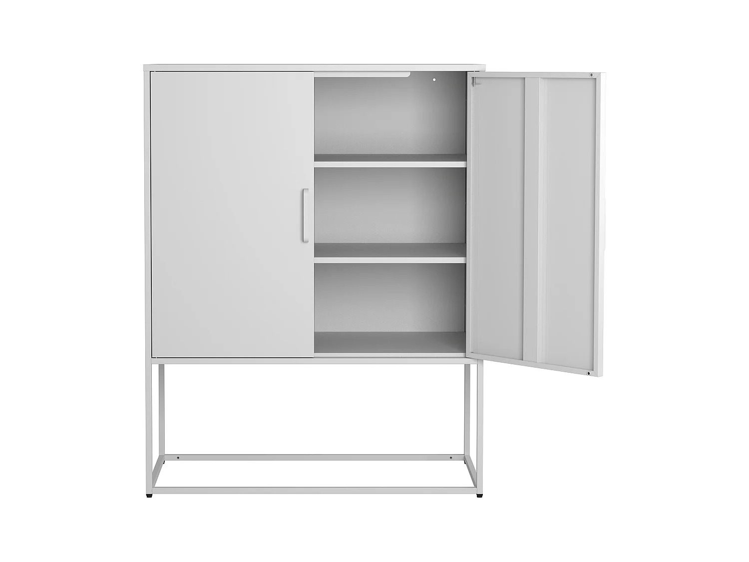 Buffet blanc - Buffet avec 2 portes magnétiques et poignées en U - anti-basculement - pour salon et salle à manger