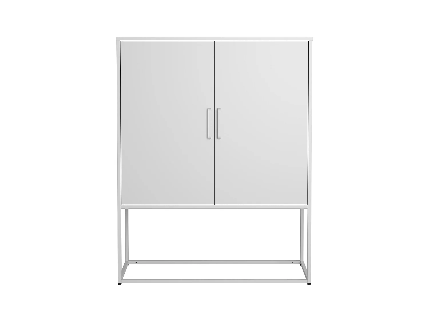 Buffet blanc - Buffet avec 2 portes magnétiques et poignées en U - anti-basculement - pour salon et salle à manger