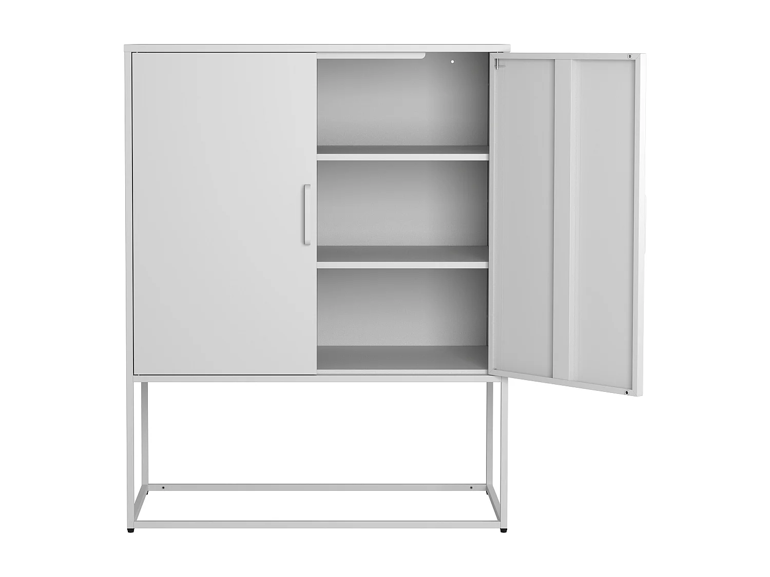 Buffet blanc - Buffet avec 2 portes magnétiques et poignées en U - anti-basculement - pour salon et salle à manger