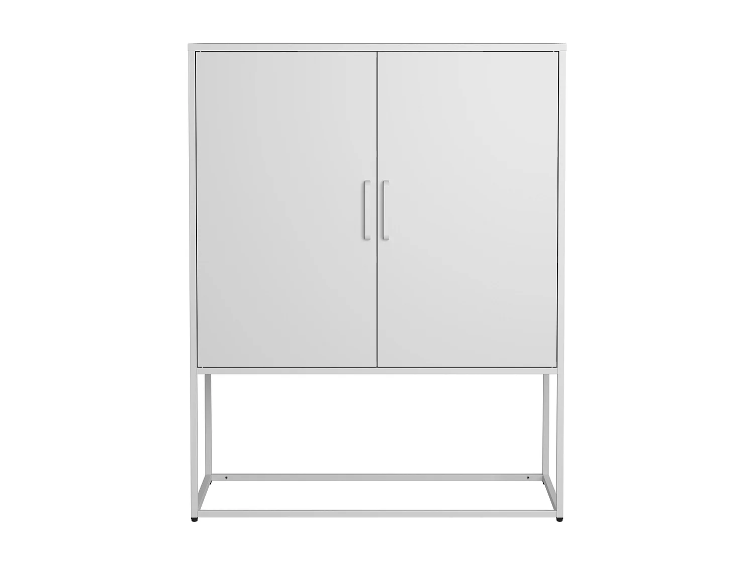 Buffet blanc - Buffet avec 2 portes magnétiques et poignées en U - anti-basculement - pour salon et salle à manger